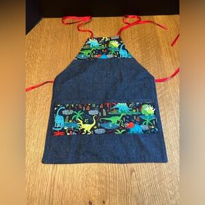 Handmade Kids Dinosaur Apron W/ Pockets